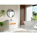 Mobile per il bagno sospeso a LED con lavabo da incasso Bianco e Naturale scuro L80 cm POZEGA