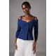 Coast Womens 3/4 Sleeve Off Shoulder Peplum Jacket - Navy - Size 10 UK | Coast Sale | Discount Designer Brands