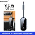 Trasmettitore ricevitore audio Bluetooth 5.4 Jack AUX da 3,5 mm Dongle USB per aereo Adattatore wireless Microfono per TV PC Cuffie Kit per auto