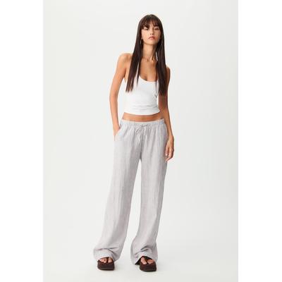 Stradivarius Flowing striped linen blend trousers Brown XL