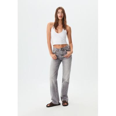 Stradivarius D98 straight-leg vintage effect jeans DARK GREY DENIM WASH 10