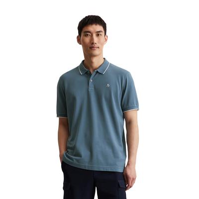 Poloshirt MARC O'POLO, Herren, Gr. XL, grau (storm), Jersey, Obermaterial: 95% Baumwolle, 5% Elasthan, casual, regular fit, Kurzarm Rippbündchen, Shirts, aus Piqué, regular fit, kontrastfarbene Details Image