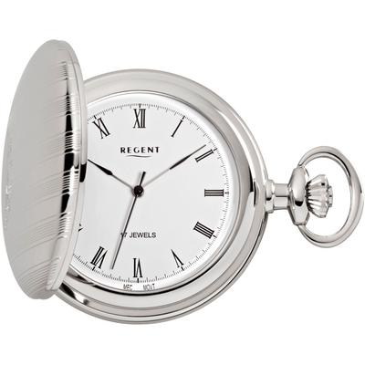Taschenuhr REGENT "P718-19437740", silber (silberfarben), Taschenuhren, Damen, Herrenuhr, Handaufzug, Acrylglas, Geschenkidee Image