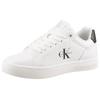 Plateausneaker CALVIN KLEIN JEANS "CLASSIC CUPSOLE MONO LTH WN", Damen, Gr. 39, schwarz-weiß (weiß, schwarz), Leder, Synthetik, unifarben mit Farbeinsatz, sportlich, Schuhe, Schnürschuh, Halbschuh, Freizeitschuh mit seitlichem Logo