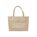 Shopper CALVIN KLEIN "CK MEDIUM SHOPPER W/POCKET", Damen, Gr. B/H/T: 44cm x 28cm x 15cm, beige (hellbeige), Polyester, Lederimitat, unifarben, Taschen, Henkeltasche, große Umhängetasche mit Tragegriffen