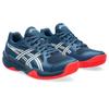 Hallenschuh ASICS "GEL-POWERBREAK GS", Gr. 39, mako blau, weiß, Synthetik, sportlich, Schuhe, für Hallensport
