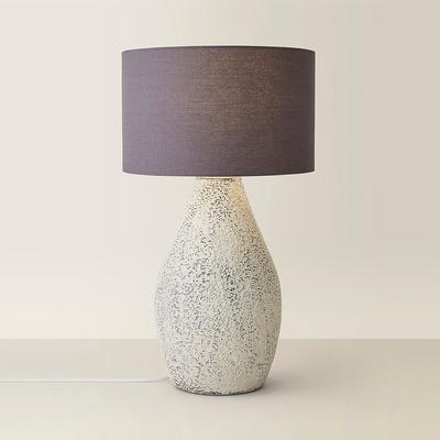 Grey Speckled Hand Finished Ceramic Stoneware Table Lamp with Linen Shade