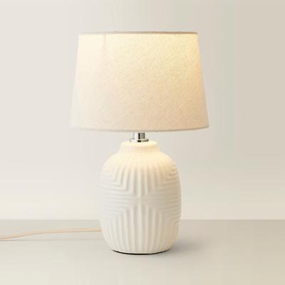 Small Geometric Ribbed Gloss Table Lamp with Tapered Shade