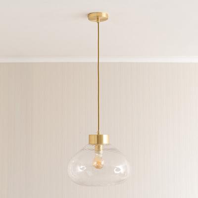 Brushed Metal Ceiling Pendant Light with Spiral Glass Shade