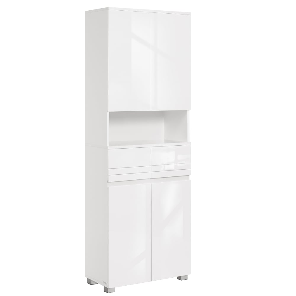 Colonne de salle de bain avec 2 tiroirs 30 x 60 x 170 cm blanc