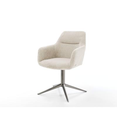 DELIFE Drehstuhl Pejo-Flex Cord Beige Fußkreuz Graphit 360° drehbar Wippfunktion Taschenfederkern, Esszimmerstühle Image