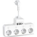Multipresa USB 8 in 1, 4 prese con 4 porte USB, caricabatterie da viaggio (5 V/3 A, 5 V/2,4 A),