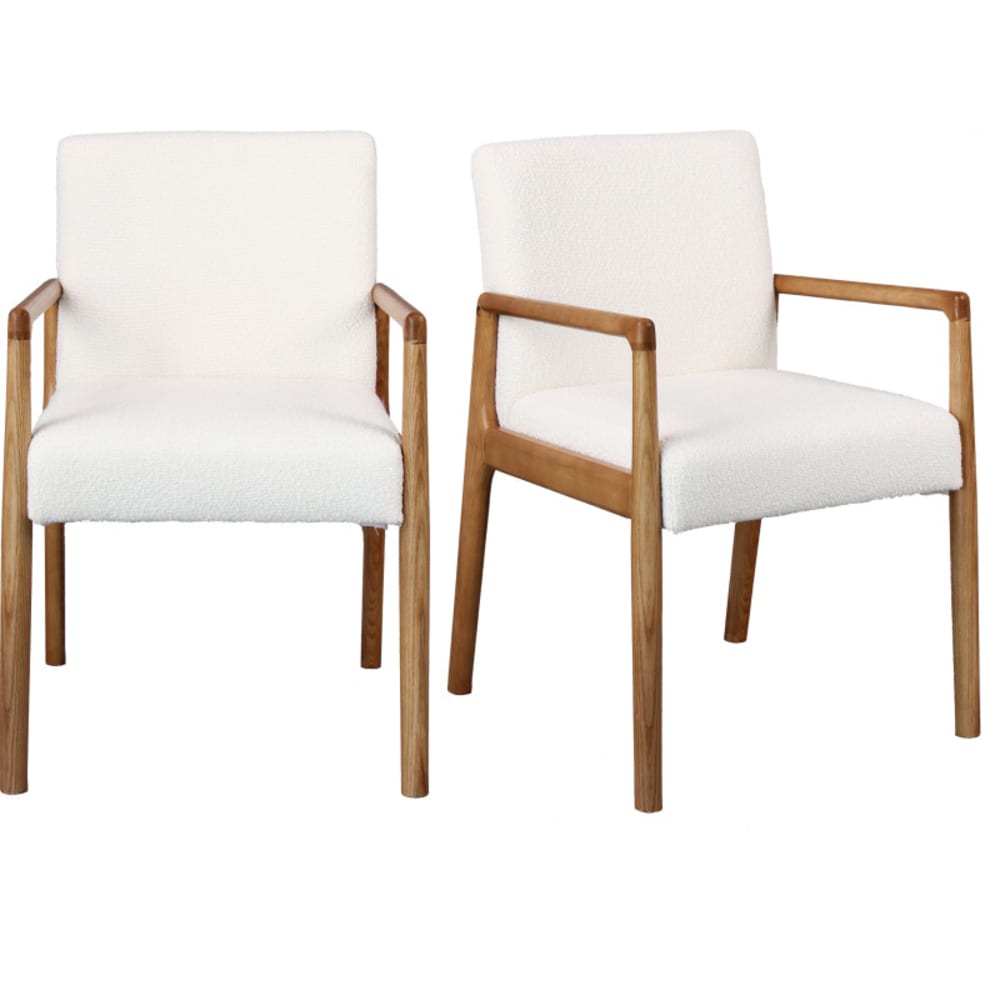 Set di 2 sedie da pranzo in frassino Curly ecrù