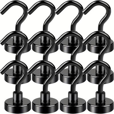TEMU Heavy-duty Black Magnetic Hook, Of Holding 30 Lbs (around 13.6 Kg), Featuring An Epoxy Coating, Ideal For Use On Refrigerators, For Suspension, And In Office And Kitchen Settings. Image