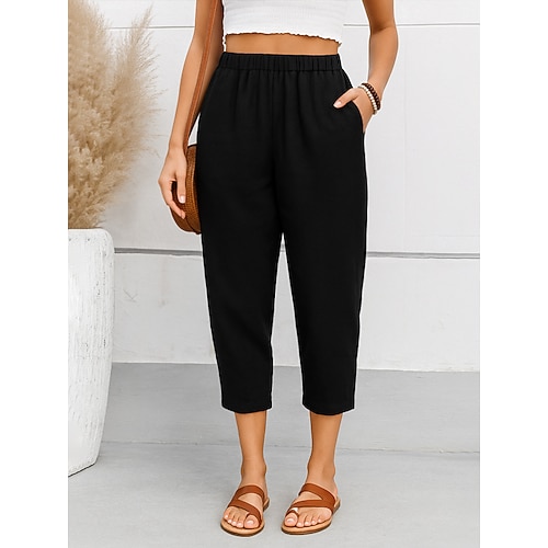 Damen Haremshose Vintage Knöchellang Mittlere Taille Grafik Abstrakt Bequem Schnelltrocknend Weich Dehnbar Urlaub Formell Straße Schwarz Weiß Braun Grün Sommer Frühling Lässiger Schnitt Image