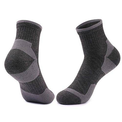 1 Paar Herren Damen Socken aus Merinowolle Wandersocken laufsocken Thermowarm Atmungsaktiv Anti Blister Dicht Winter Außen Viertelbesatzung Patchwork Merino Wolle Schwarz Braun Grün für Ski Image