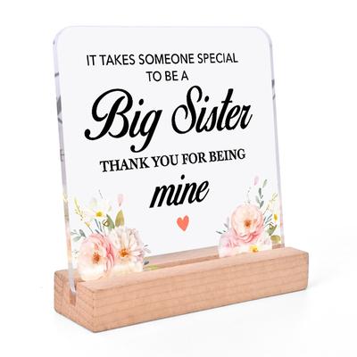TEMU Big Sister Acrylic Ornament - Perfect Gift For Sister, Ideal For Birthday, Christmas, Office Desk Decor, Home Crafts, Memorial & Party Table Centerpieces Image