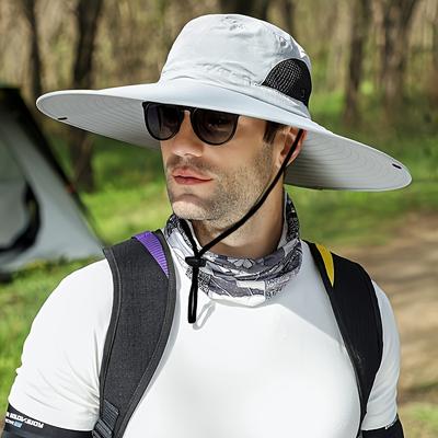 TEMU Wide Brim Sun Hat, Adjustable Polyester Bucket Hat, Breathable Outdoor Vacation Fishing Accessory, Hand Washable Image