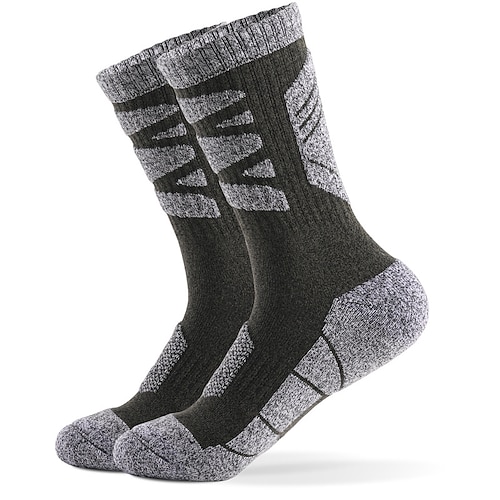 1 Paar Herren Wandersocken Laufsocken Sportsocken Atmungsaktiv Anti-Blasen Schweißableitend Gepolstert Winter Outdoor Quarter Crew Patchwork Baumwolle Dunkelgrau Armeegrün Blau Zum Laufen Image