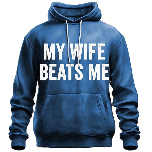Lustiges 'Meine Frau schlägt mich' Grafik-Hoodie für Männer humorvoller Eherelations-Pullover Überraschungsgeschenk für Ehemänner
