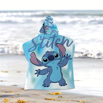 TEMU 1pc & Stitch Cartoon Super Soft Beach Towel With Hood Wearable Bathrobe Extra Large Cute Bath Towel Anime Pool Towel Birthday Gifts Microfiber Beach Towels Quick Dry Beach Towel Multi Size Image