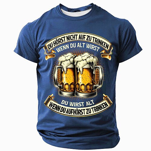 Herren Lustiges Biertrink-T-Shirt - Deutsches Zitat 'Man wird alt wenn man aufhört zu trinken' Lebensstil T-Shirt Image