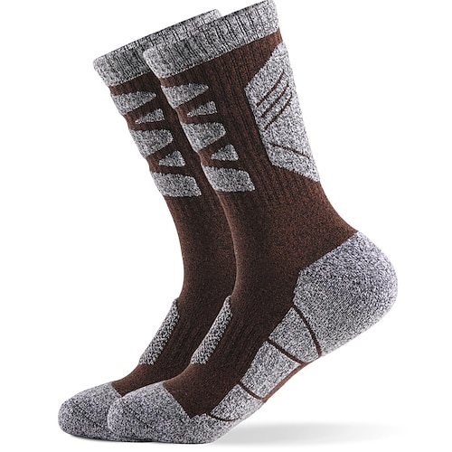 1 Paar Herren Wandersocken Laufsocken Sportsocken Atmungsaktiv Anti-Blasen Schweißableitend Gepolstert Winter Outdoor Quarter Crew Patchwork Baumwolle Dunkelgrau Armeegrün Blau Zum Laufen Image
