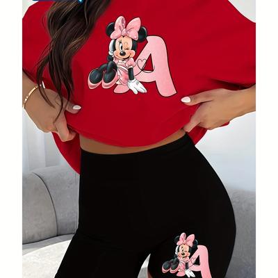 TEMU Two-piece Set, T-shirt + Shorts Outfit, Stylish Cartoon Sportswear, Comfortable ' Tee And Shorts Set, Outdoor Image