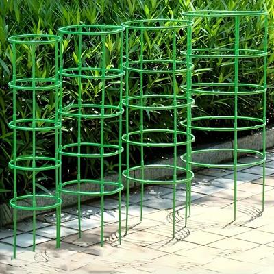 TEMU 60pcs Heavy-duty Plant Support Stakes - Adjustable Sizes, Sturdy & Stable Design Prevents Bending, Green Garden Stakes For Flowers, Vines, Vegetables, Balcony, Greenhouse Image