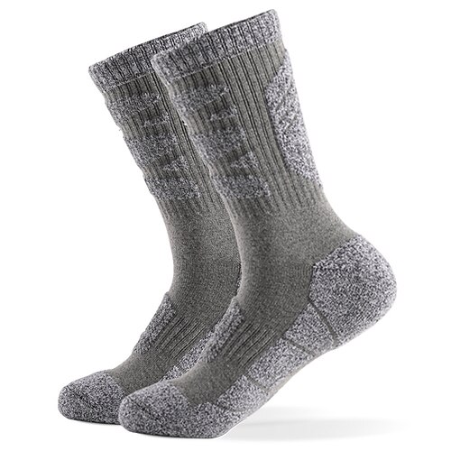 1 Paar Herren Wandersocken Laufsocken Sportsocken Atmungsaktiv Anti-Blasen Schweißableitend Gepolstert Winter Outdoor Quarter Crew Patchwork Baumwolle Dunkelgrau Armeegrün Blau Zum Laufen Image