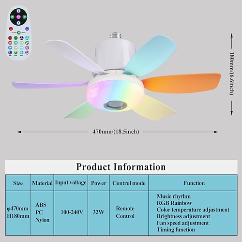 1 moderner Deckenventilator-Kronleuchter mit intelligenter Fernbedienung, E27-Schraubsockel – einfach zu installieren, starker Wind für Wohnzimmer, Schlafzimmer, Arbeitszimmer, Küche, Werkstatt, Image