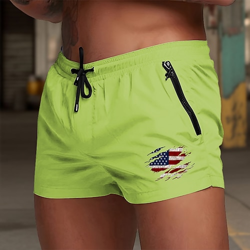 Herren Badehosen Badeshorts Boardshorts Nationalflagge Schnelltrocknend Atmungsaktiv mit Mesh-Futter Elastischer Bund Kordelzug Urlaub Strand Hawaiianisch Lässig Weinrot Schwarz