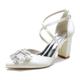 Gycdwjh Womens Closed Pointed Toe Bridal Shoes Block Chunky Heel Pumps Square Rhinestones Ankle Strap Wedding Business Dress Shoes,Ivory,7 UK