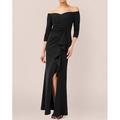 Elegantes schulterfreies Meerjungfrau-Trumpet-Abendkleid formelles knöchellanges Kleid mit Falten und Rüschen.