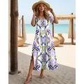Elegantes Boho Damen-Maxi-Kleid mit Floral-Grafik langen Ärmeln und vintage Schmetterlingsärmeln - Perfekt für den Sommerurlaub oder Strandausflüge