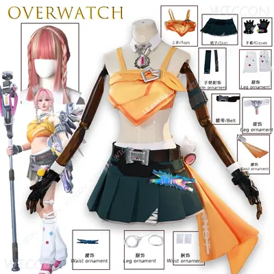       Ovewa tch Cosplay Mercy KDA Skin League of Legends Collab Outfit Rosa Weiße Flügel Anime Spiel Kostüm Weiblich  Image