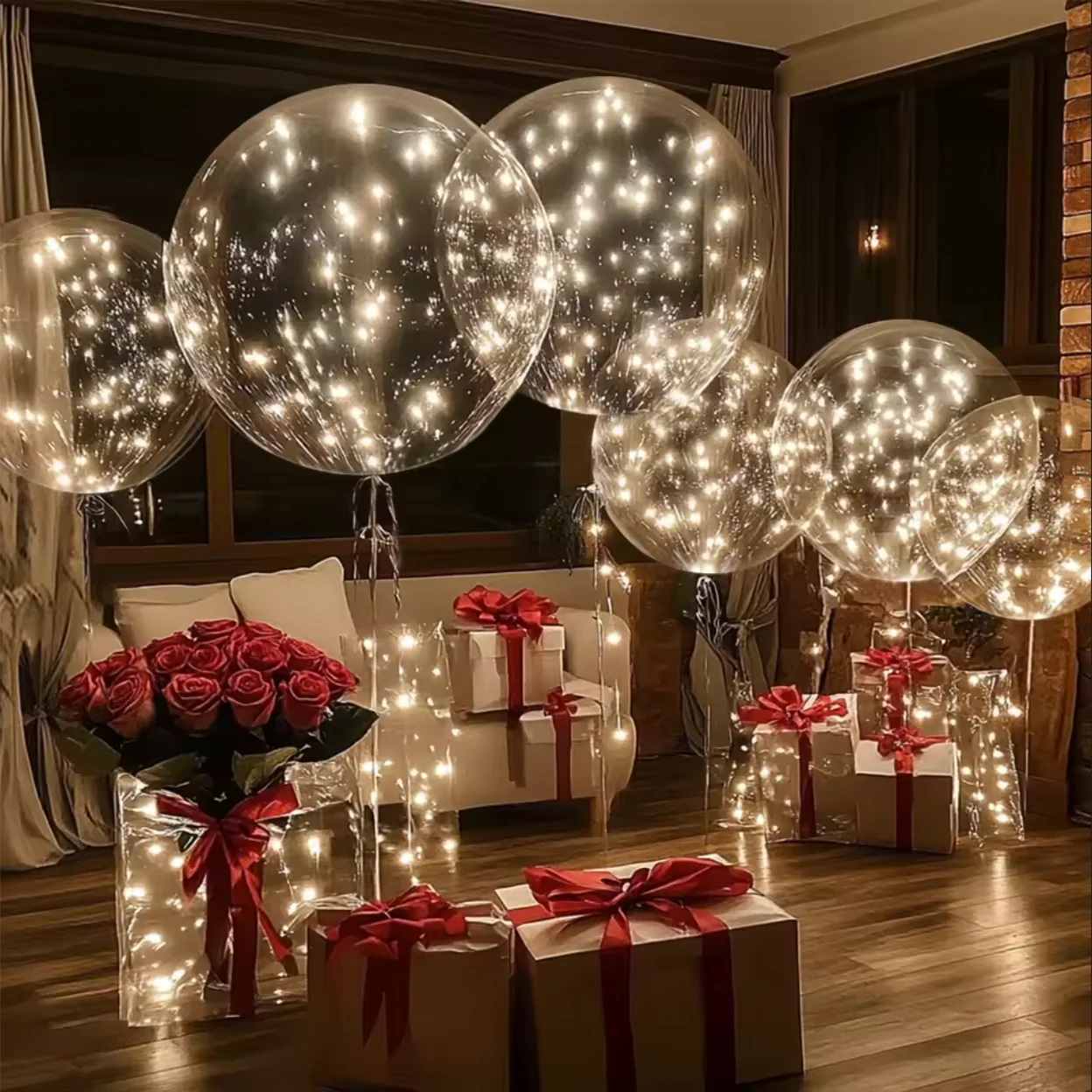 10 Stück/Set transparente LED-Leuchtballons (ohne Innenstrom) für Jubiläum, Hochzeit, Geburtstag, Party-Dekoration Image