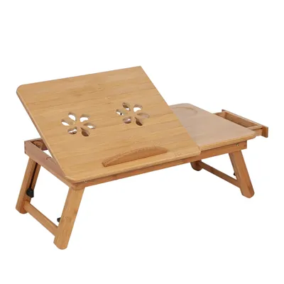 Bed Lap Desk Adjustable Bamboo Rack Shelf Dormitory Bed Lap Desk Two Flowers Book Reading Tray Stand Bed Table Bed Lap Table