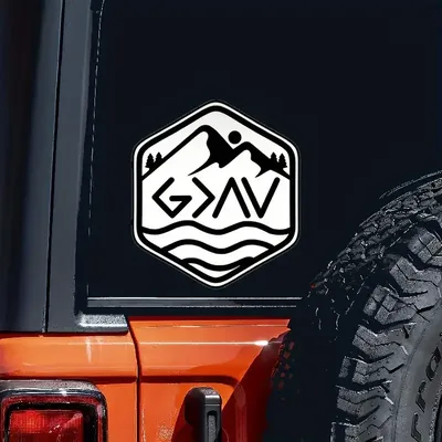 Gott ist größer als Höhen und Tiefen nach unten Vinyl Aufkleber Christian Helm Aufkleber, Vinyl Aufkleber, Aufkleber für Autos, Fenster, Laptops Image