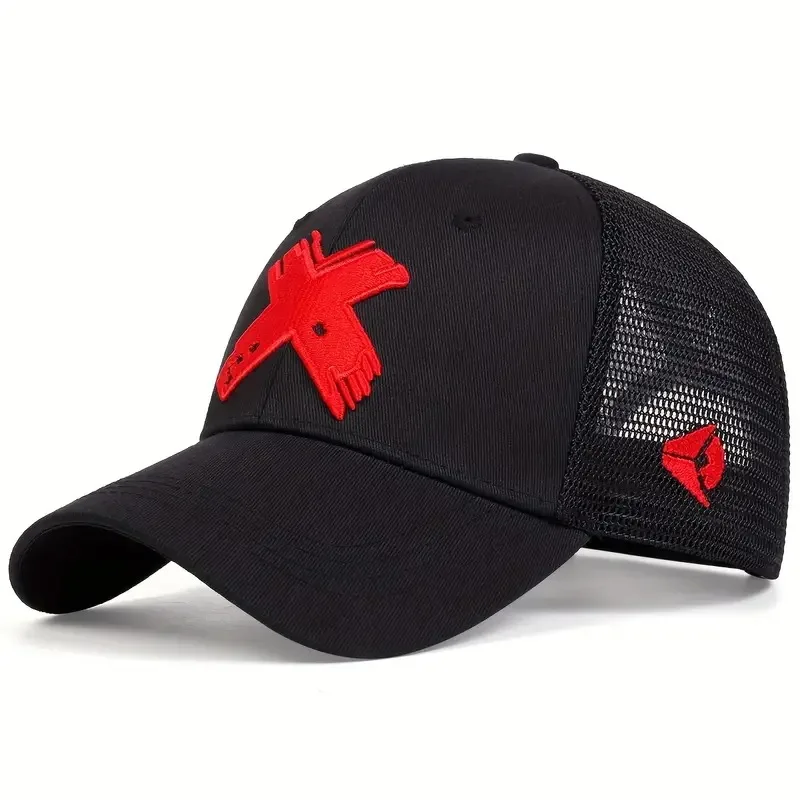 Baseballkappe mit gebogener Krempe von X-Buchstabe, modische Entenschnabelkappe für Herren und Damen im Straßenstil, Hip-Hop-Rap-Hip-Hop-Hut