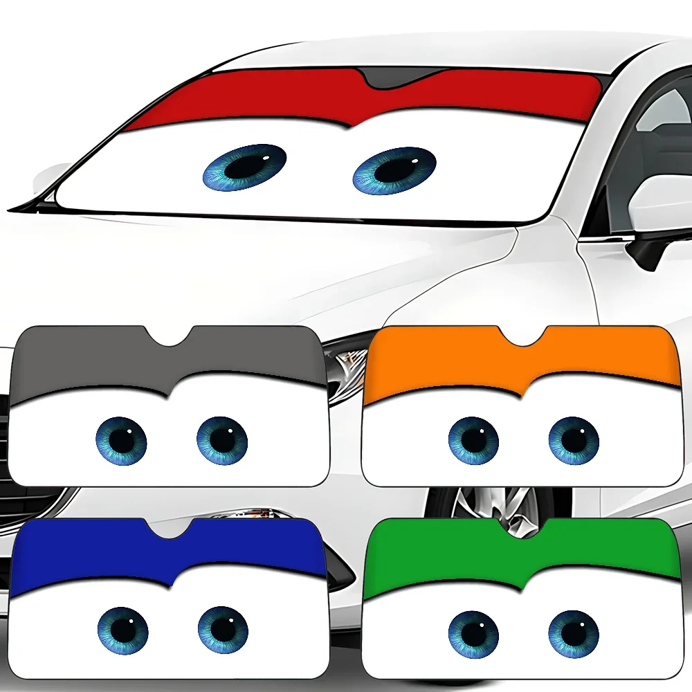 L-Lightning M-McQueen Eyes Auto-Sonnenschutz, Windschutzscheibe, Frontscheibe, 70 x 130 cm, Sonnenblende, Solar-Schutz, kariert, Geschenk, Neuheit, Auto Image