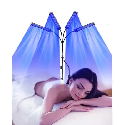 360° Rotation Tanning Lamp 60W 4-Head 432 LEDS Blue Light Solarium Lamp for Tanning Body Wavelength