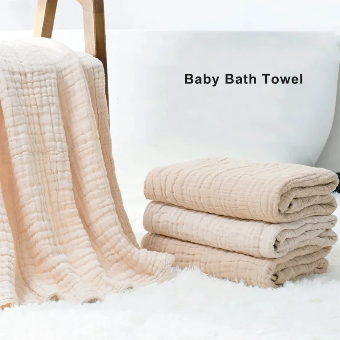 6 schichten Baby Badetuch Kinder Swaddle Wrap Bettwäsche Reine Baumwolle Blase Musselin Decke Infant Gaze Empfang Decke 105*105 cm Image