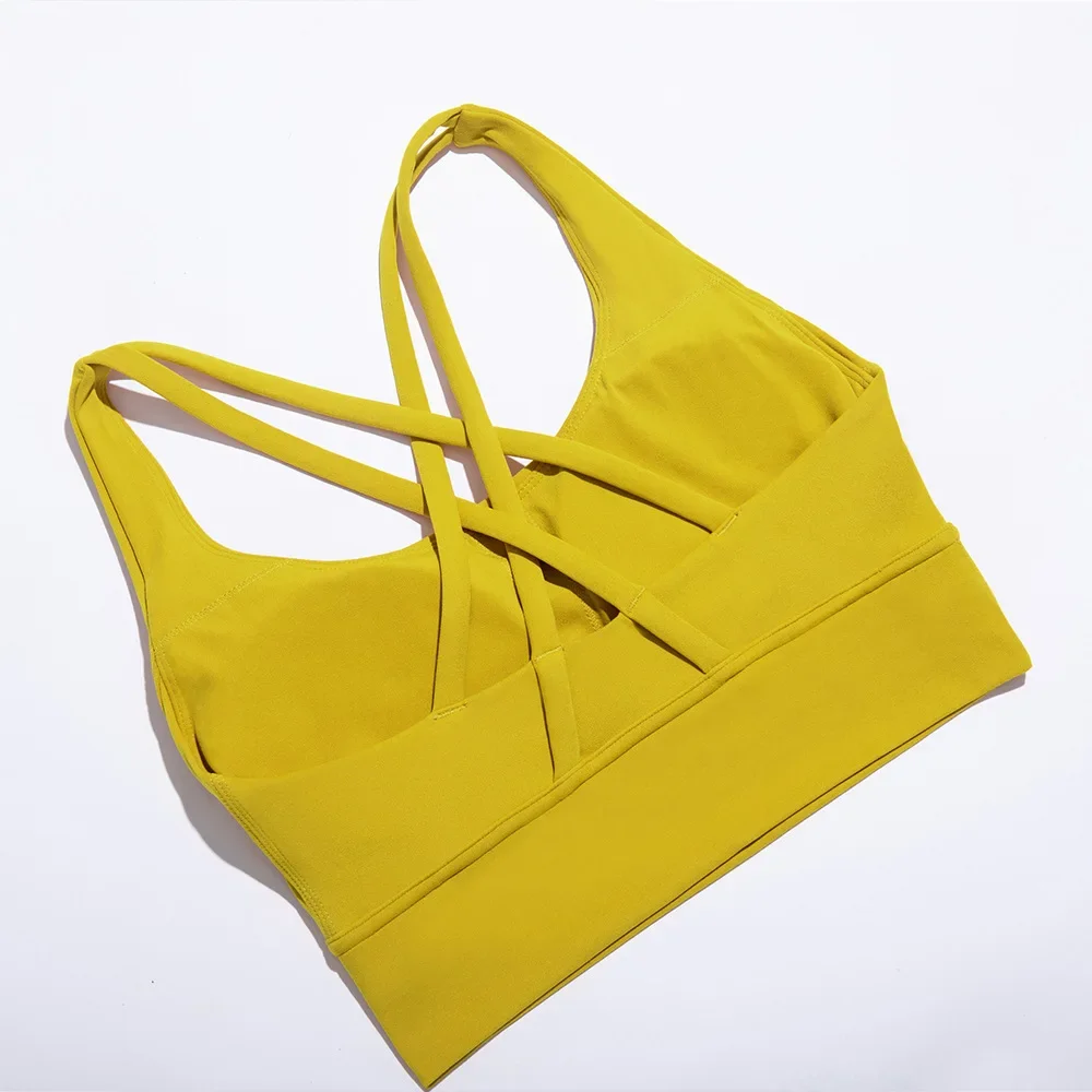 Neue Push-Up Sport-Bh Yoga Weste Kreuz Zurück Fitness Sexy Gepolsterte Top Gym Schock Absorbieren Lauf Atmungsaktive Crop Top Sportswear Image