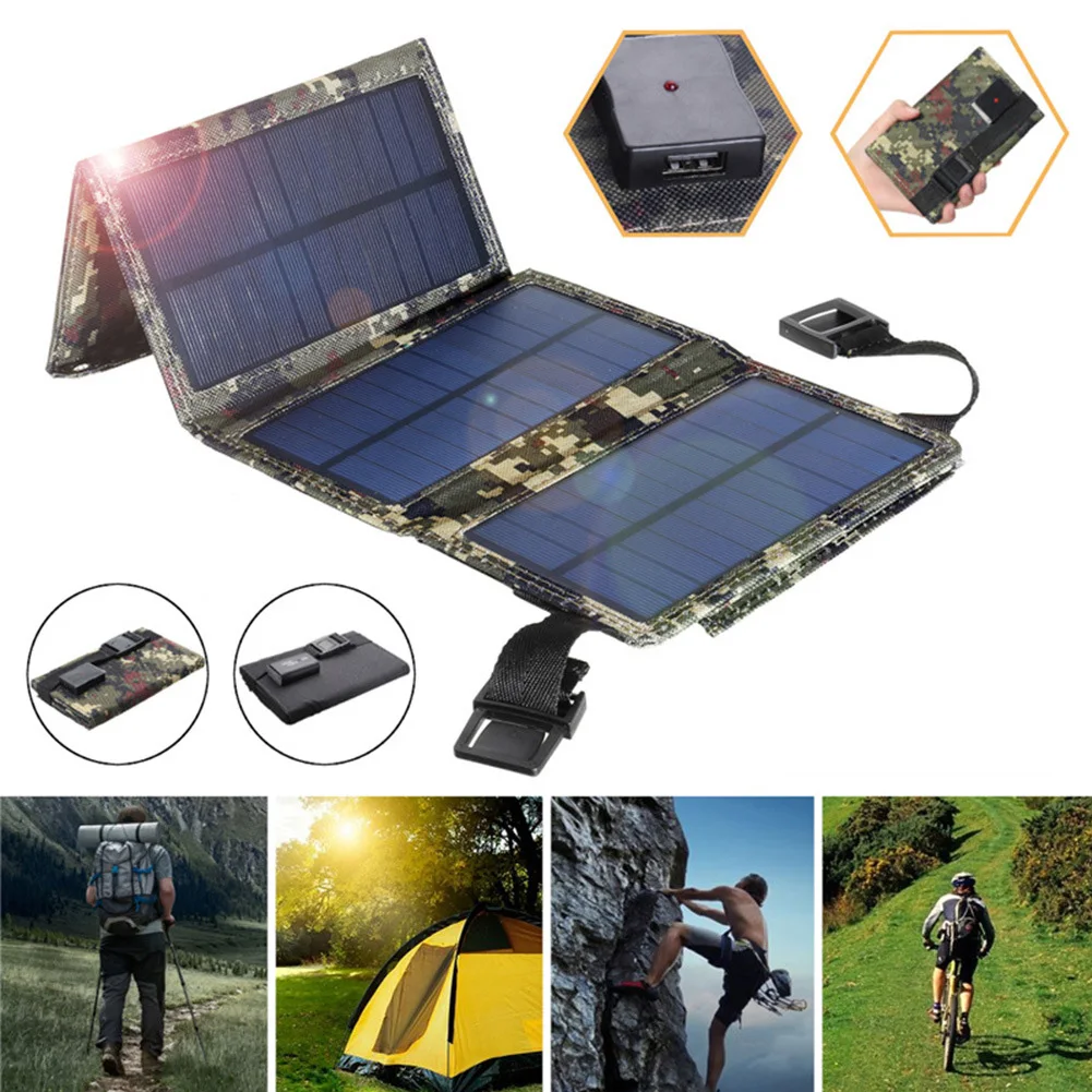 8W 5V faltbares Solarpanel, tragbar, wasserdicht, USB-Solarpanel-Zellen für Outdoor, Camping, Wandern, Notfall, Telefon, Powerbank Image
