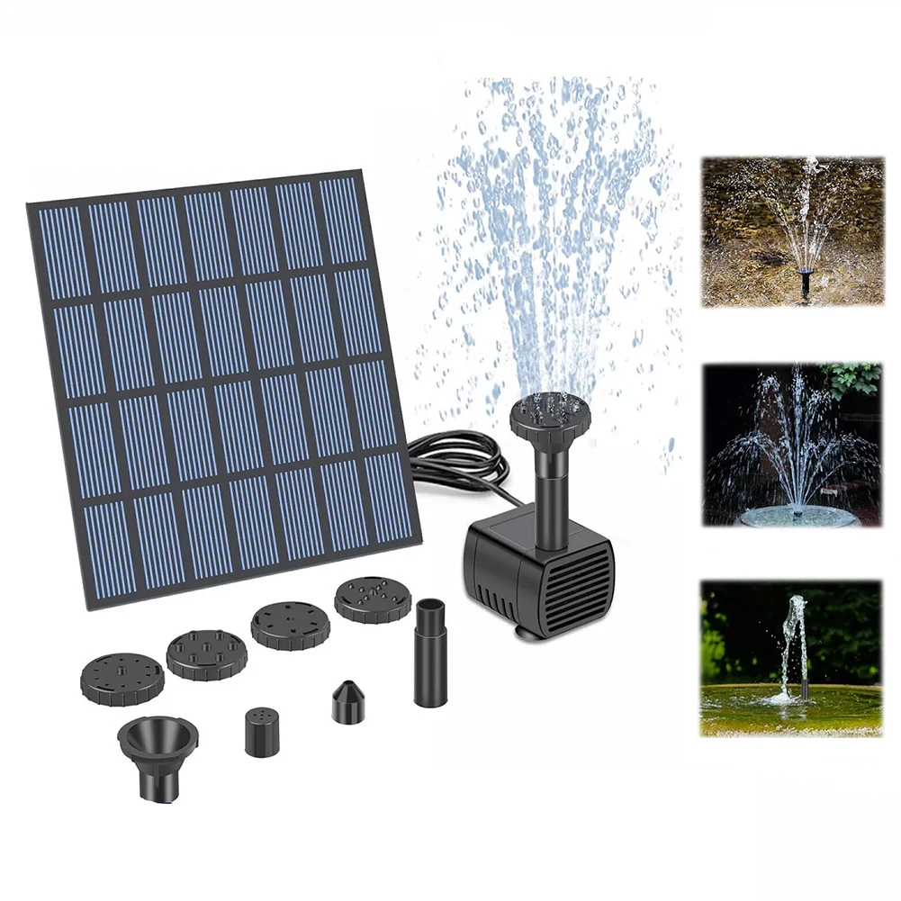 Solar-Brunnenpumpe mit Düsen, Solar-Brunnen, Teichpumpen-Set, Solar-Wasserpumpen-Set für Garten, Pool, Teich, Aquarium, Brunnen