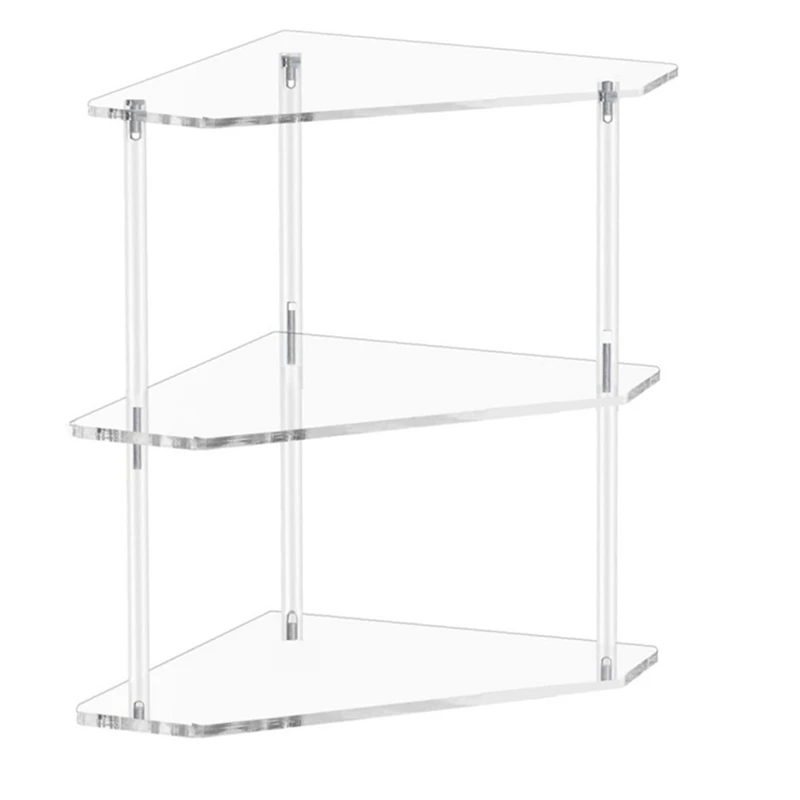 B97A-Acryl-Dreieck-Beistelltisch – 3-stöckiger Eck-Beistelltisch – kleiner Ecktisch für Wohnzimmer, Schlafzimmer, Badezimmer