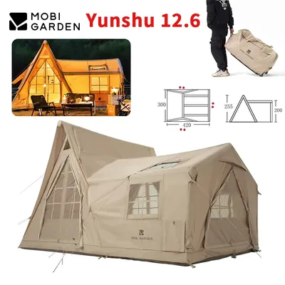 MOBI GARDEN Inflatable Tent Outdoor Camping Travel Air Tent Portable Family Cabin 12.6㎡ Large Big House PVC Windproof Waterproof