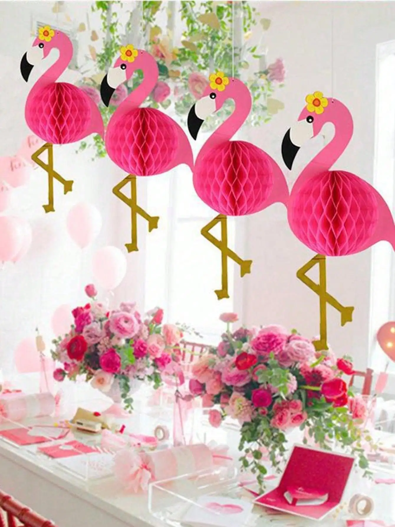 2 teile/satz Heißer Verkauf 3D Flamingo Waben Ball, Sommer Strand Party Decor, Hängende Waben Dekoration Image