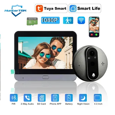 3MP WiFi Tuya Peephole Camera Doorbell Video Door Bell 5000mAh Digital PIR Infrared Wide Angle Smart Life Digital Door Viewer